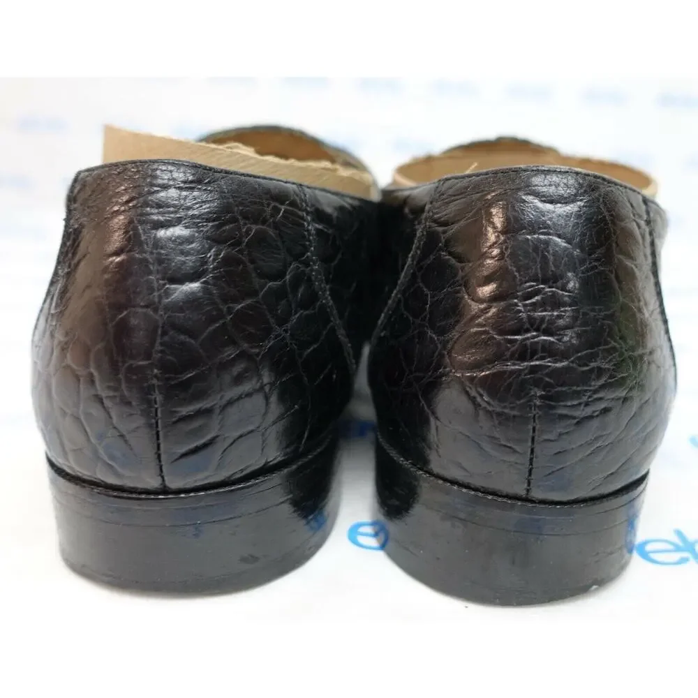 Florsheim Barletta men's 10.5 D 20613 leather black dress shoes croc print